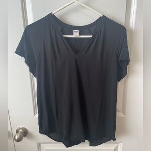 Old Navy Black V-Neck Blouse with Pleat Details